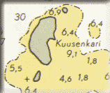 Kuusenkarin ymp�rill� on matalikkoja